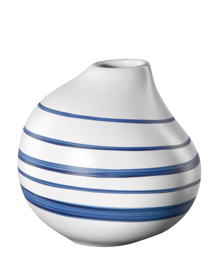ASA Living Vase Calabash weiß matt mit blauen Streifen 11 cm