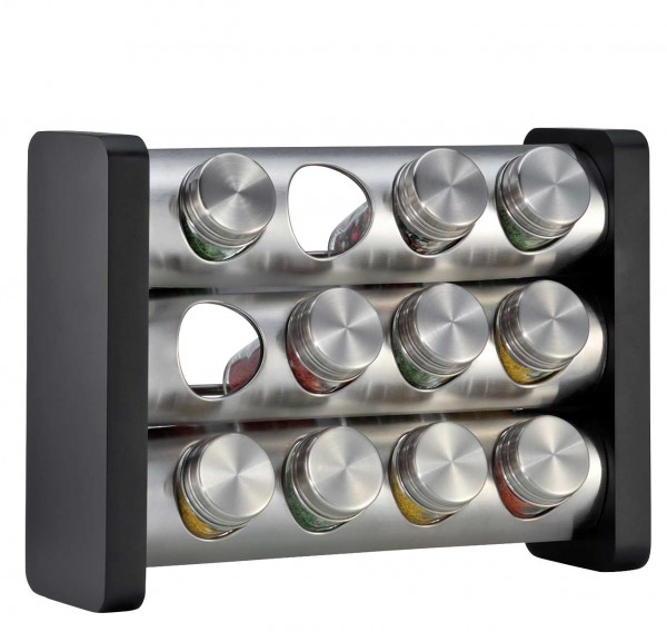 Küchenprofi Gewürzständer mit 12 Gläsern rechteckig 29,5 x 22 x 12 cm schwarz