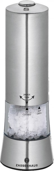 Zassenhaus Gera elektrische Salzmühle Edelstahl 18 cm