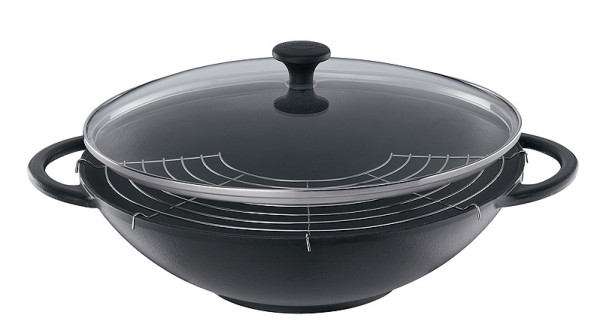 Küchenprofi Provence Wok-Set mit Glasdeckel 36 cm schwarz