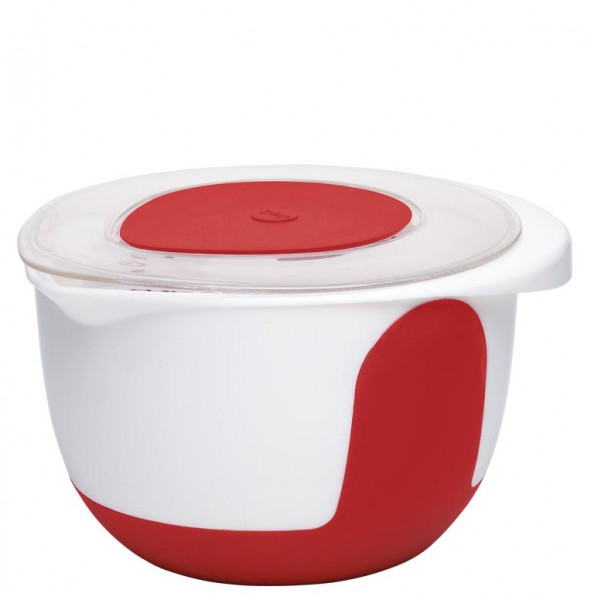 Emsa Mix & Bake Rührschüssel weiß/rot mit Deckel 2,0 Liter